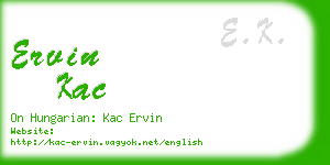 ervin kac business card